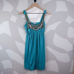 Vintage Y2k Bailey Girl Sequined Teal Babydoll Dress | S
